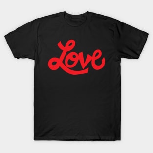 Whimsical Love cartoon illustrated text in red T-Shirt